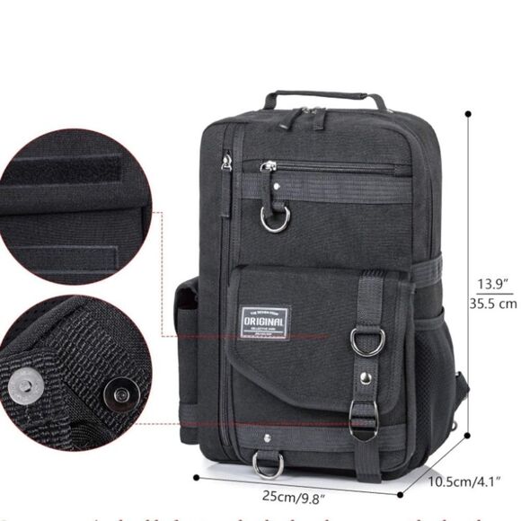 Unisex Black Cross Body Messenger Bag Adjustable Strap - Picture 5 of 8